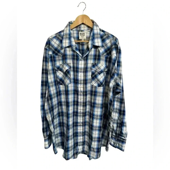 Ely Cattleman Shirt Mens 3XLT Tall Plaid Western Pearl Snap Button Rodeo Vintage - Picture 9 of 10